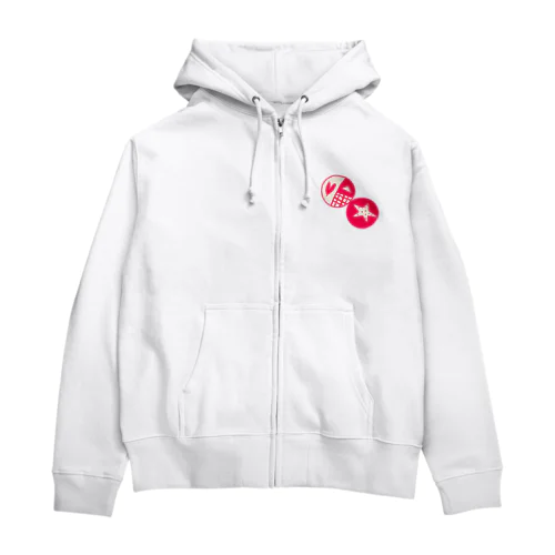 red　circle Zip Hoodie