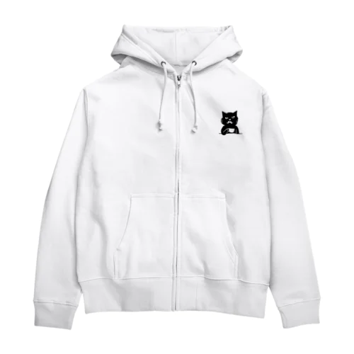 喫茶・髭猫ロゴ② Zip Hoodie