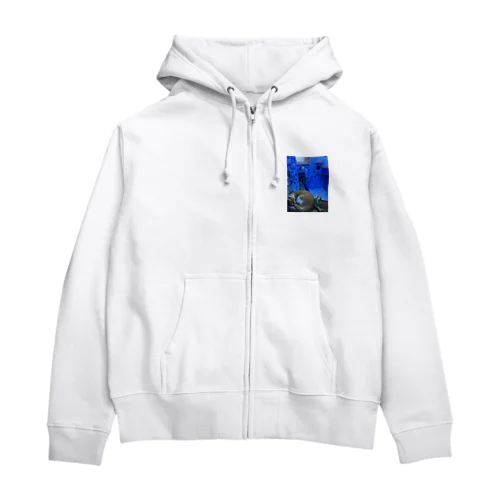 青の街モロッコシャウエンの猫 Zip Hoodie