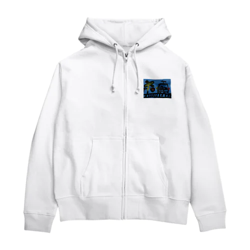 電車 踏切 Zip Hoodie