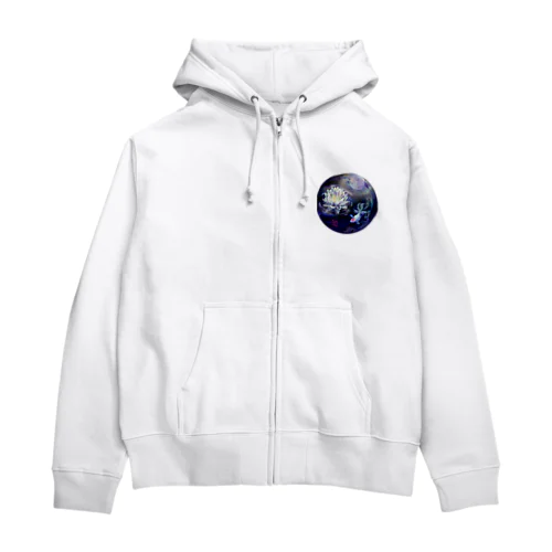 月夜に咲く幻の睡蓮 Zip Hoodie