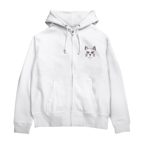 白猫ちゃん Zip Hoodie