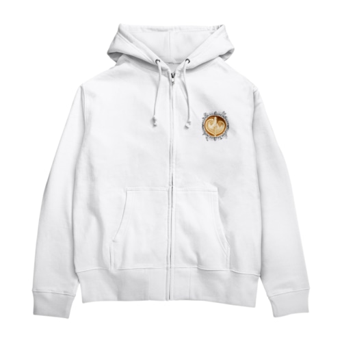 【Lady's sweet coffee】ラテアート エレガンスリーフ / With accessories Zip Hoodie