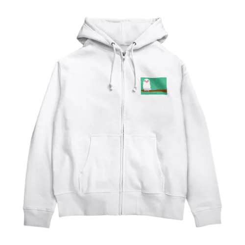 ポチャ白文鳥ちゃん　ワイド版 Zip Hoodie