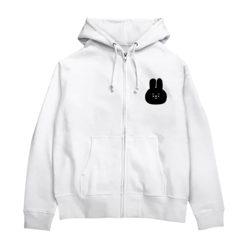 量産うさぎ まゆげ ver.BLACK Zip Hoodie