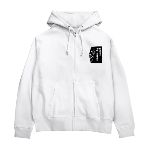 グレートピレニーズ 黒デザイン Zip Hoodie