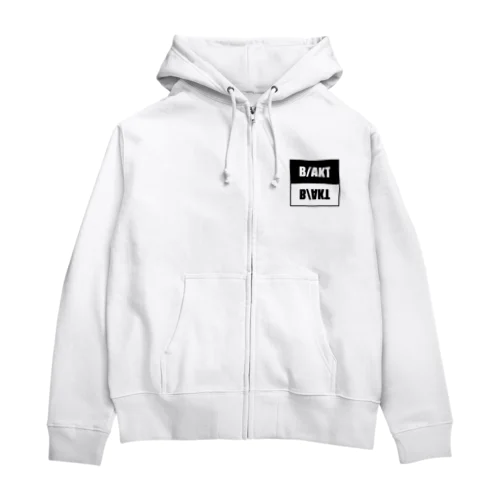 B/AKT　白黒ロゴ Zip Hoodie