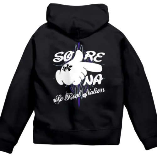 So Re Na!黒系 背面プリント Zip Hoodie