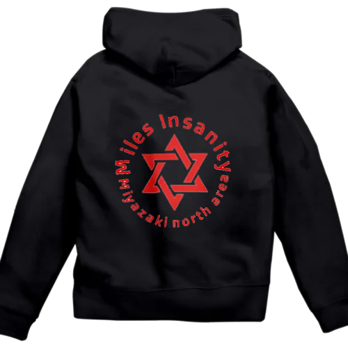 miles insanity ジップパーカー　赤ロゴ Zip Hoodie