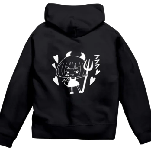 みはるんデビル　ホワイト Zip Hoodie