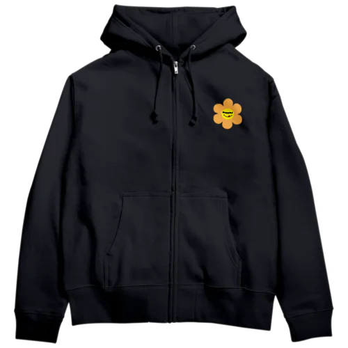 レトロフラワー★オレンジ Zip Hoodie