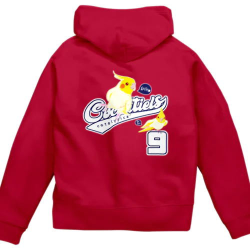 Cockatiels 9 ルチノー オカメインコ ルチノスケ カレッジ ロゴ 0535 スサー付 Zip Hoodie