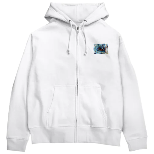 夏のビーチ「カニ」ってどんな事考えているのかな？分かんない事ってあるよね。💗 Zip Hoodie