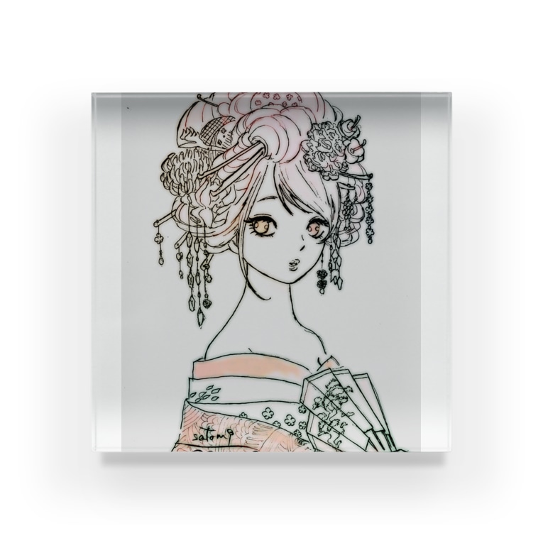 花魁 Acrylic Block By Suzuki Satomi イラストショップ Lingmucongmei5 Suzuri