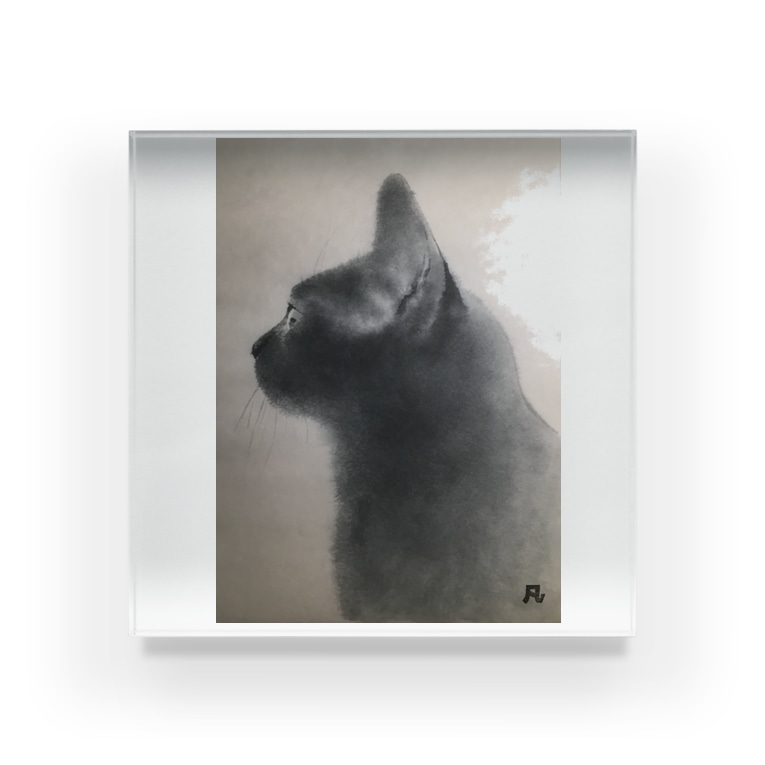 黒猫の横顔 Yoshiko Chida Boncobon のアクリルブロック通販 Suzuri スズリ