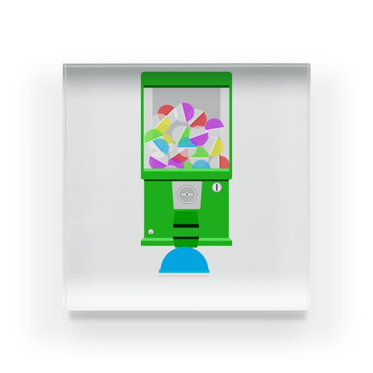 ガチャガチャマシーンのイラスト 緑 カプセル付き Illust Designs Labのアクリルブロック通販 Suzuri スズリ