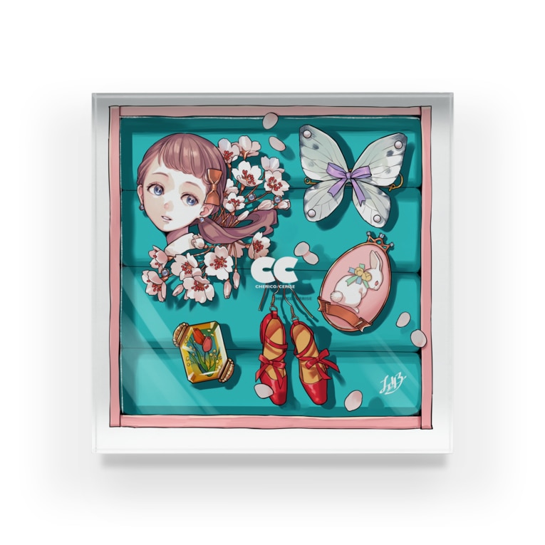 桜とダイヤの宝石箱 チェリ子 Chie Rico のアクリルブロック通販 Suzuri スズリ