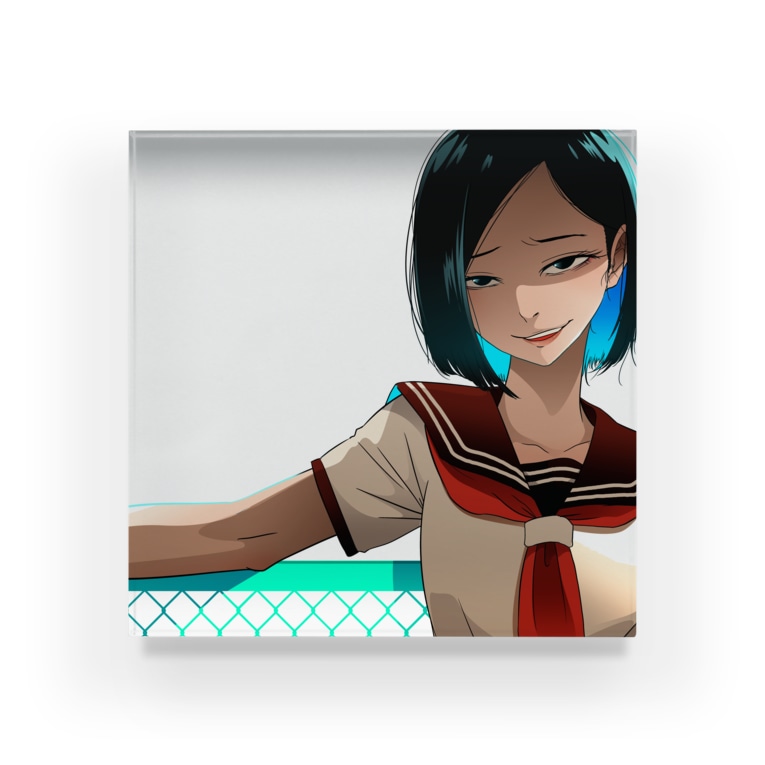 女子校生に睨まれる Osusowakeのアクリルブロック通販 Suzuri スズリ