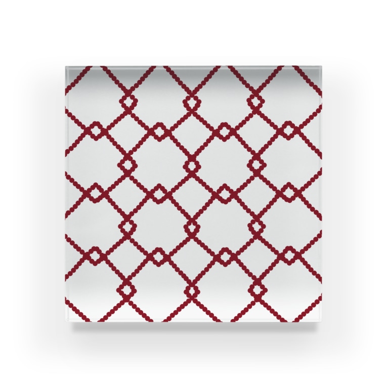 可愛いくてシンプル 点々で描いたあみあみチェック うまちい Handmade Uma のアクリルブロック通販 Suzuri スズリ