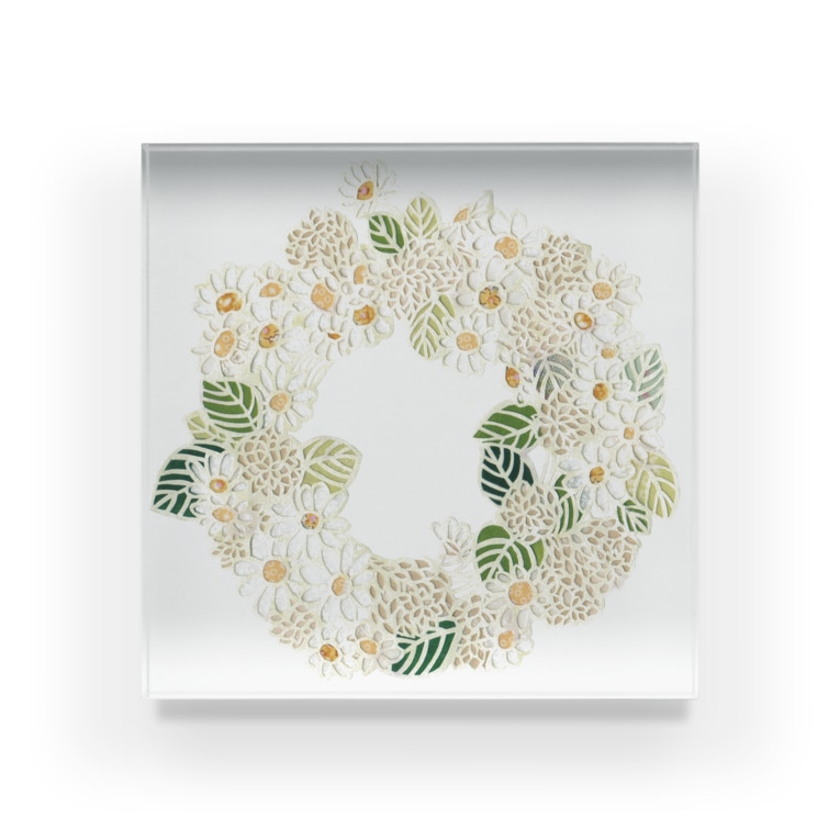 切り絵の小花リース Mikirie Micchoro のアクリルブロック通販 Suzuri スズリ 切り絵の小花リース Mikirie Micchoro のアクリルブロック通販 Suzuri スズリ