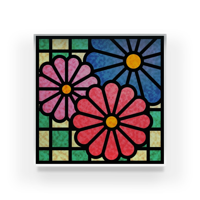 和柄ステンドグラス風 菊 市松 Acrylic Block By ねこやなぎ屋 Nekoyanagi Ya Suzuri 和柄ステンドグラス風 菊 市松 Acrylic Block By ねこやなぎ屋 Nekoyanagi Ya Suzuri