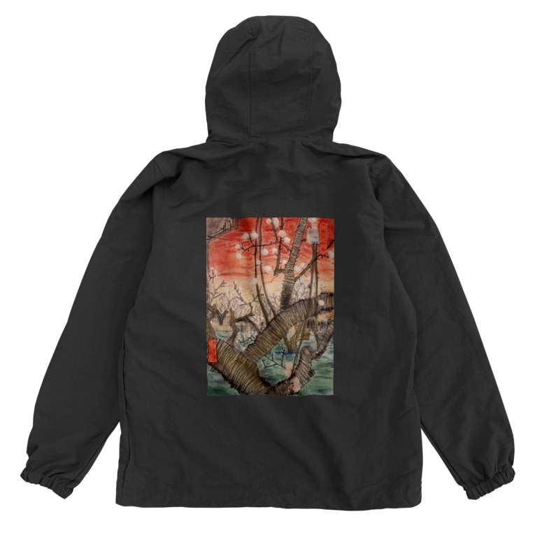粋刺繍 名所江戸百景 亀戸梅屋舗 Anorak By Yosui Yosui O8o Suzuri 粋刺繍 名所江戸百景 亀戸梅屋舗 Anorak By Yosui Yosui O8o Suzuri
