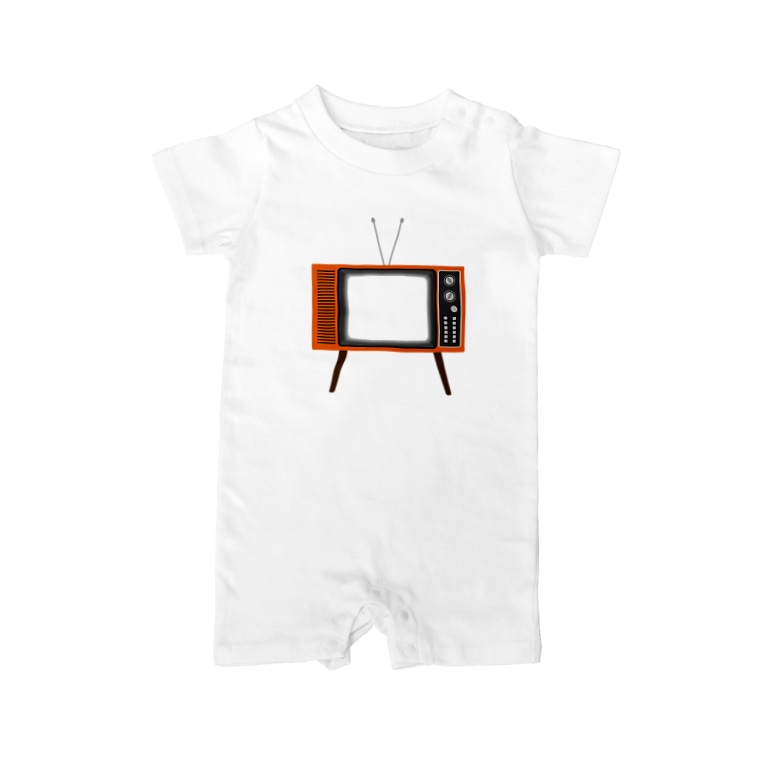 レトロな昭和の可愛いテレビのイラスト 画面オン 脚付き Baby Rompers By Illust Designs Lab Suzuri