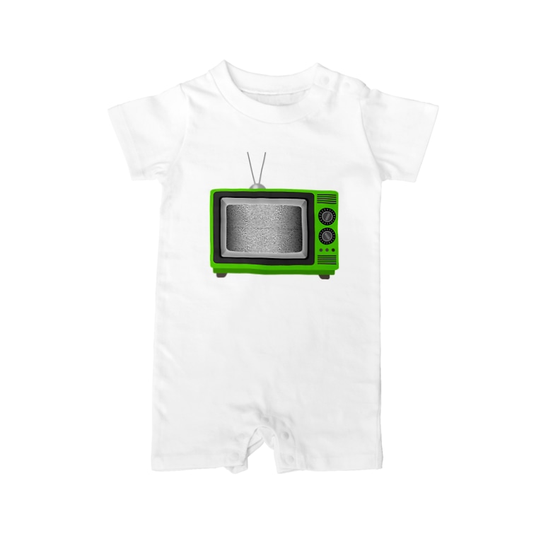 レトロでリアルな可愛い緑色のテレビのイラスト 砂嵐ノイズの画面 Baby Rompers By Illust Designs Lab Suzuri