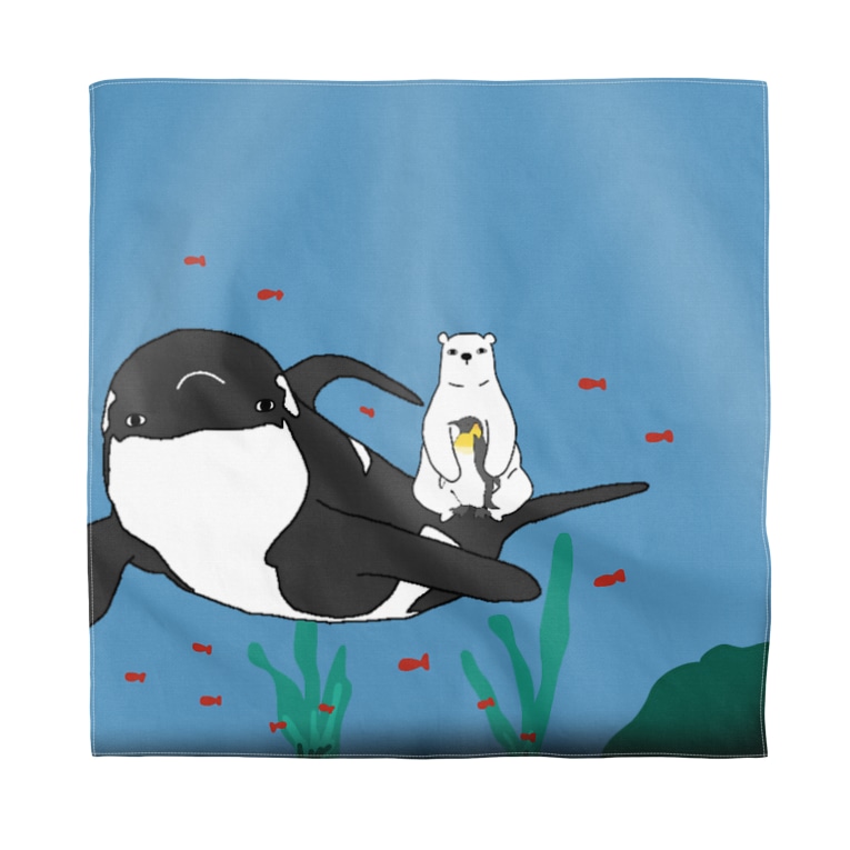 シャチとホッキョクグマとペンギン旅 Bandana By Polar Bear Shirokumama Suzuri