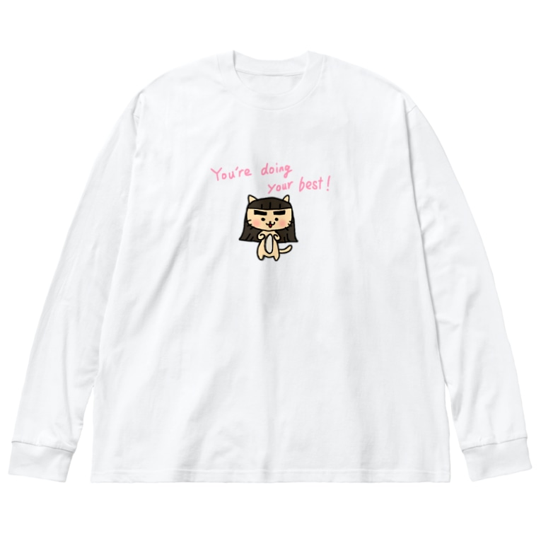 ねこのさーにゃん応援する Big Silhouette Long Sleeve T Shirts By Terubozu Suzuri ねこのさーにゃん応援する Big Silhouette Long Sleeve T Shirts By Terubozu Suzuri