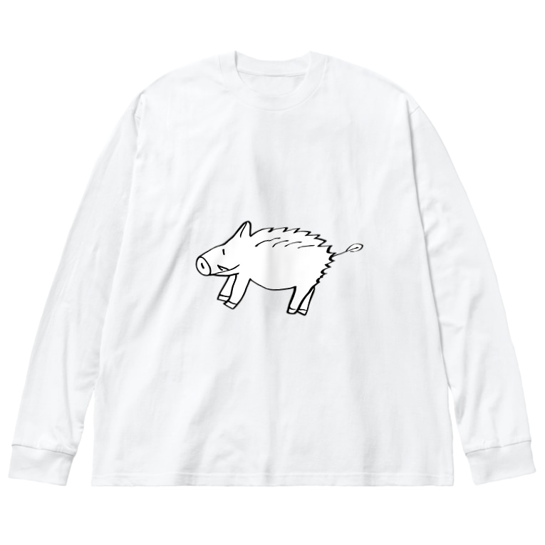 画伯イノシシイラスト 巷で噂の画伯のショップ Komonokko のビッグシルエットロングスリーブtシャツ通販 Suzuri スズリ