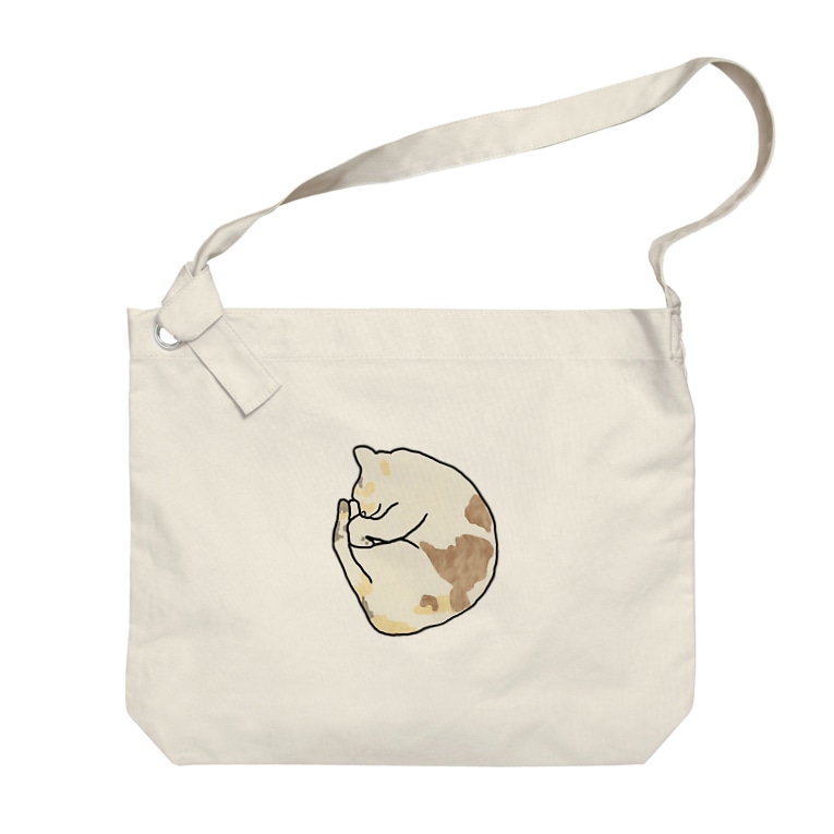 みっくす猫ちゃん アンモニャイト寝姿 Big Shoulder Bags By みゅうこま ペットのイラスト描きます Myuchankomachan Suzuri