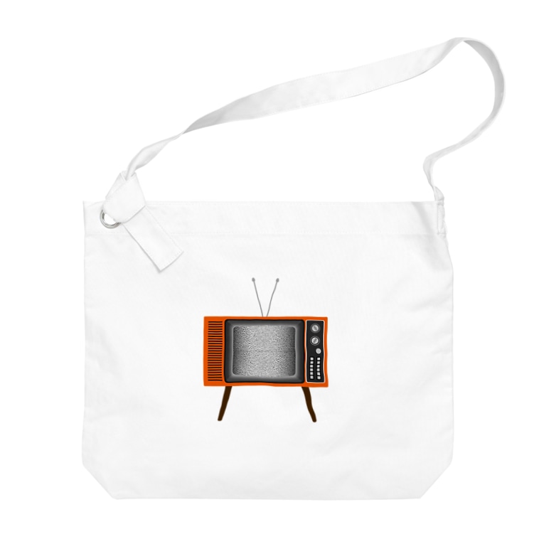 レトロでリアルな可愛いテレビのイラスト 砂嵐ノイズの画面 脚付き Big Shoulder Bags By Illust Designs Lab Suzuri