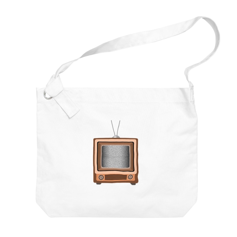 レトロでリアルな可愛い茶色のテレビのイラスト 砂嵐ノイズの画面 Big Shoulder Bags By Illust Designs Lab Suzuri