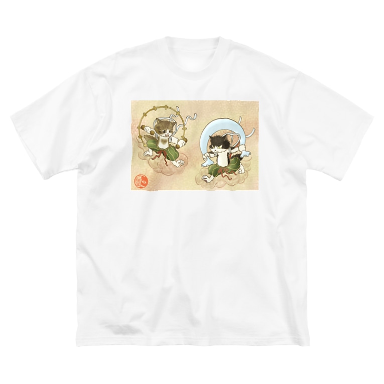 風猫雷猫図屏風 ねこや久鶻堂 Qkotsudo のビッグシルエットtシャツ通販 Suzuri スズリ 風猫雷猫図屏風 ねこや久鶻堂 Qkotsudo のビッグシルエットtシャツ通販 Suzuri スズリ