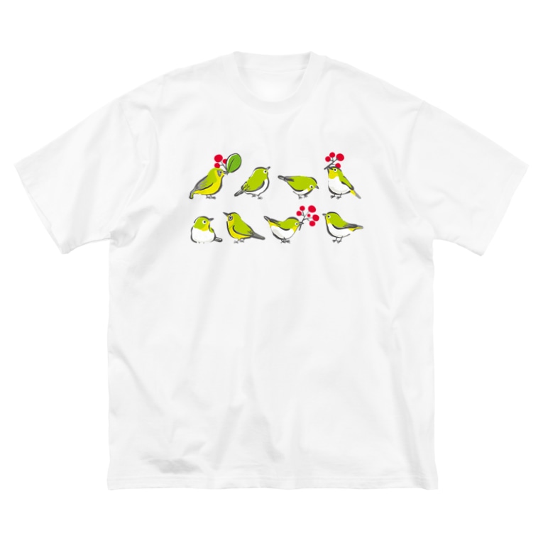 メジロとメグロたち 野鳥たち サカモトリエ イラストレーター Riesakamoto のビッグシルエットtシャツ通販 Suzuri スズリ