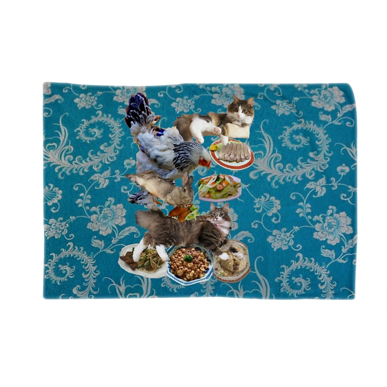 食い散らかし 中華パーティ 青 Mnto雑貨洋品店 Mnto のブランケット通販 Suzuri スズリ