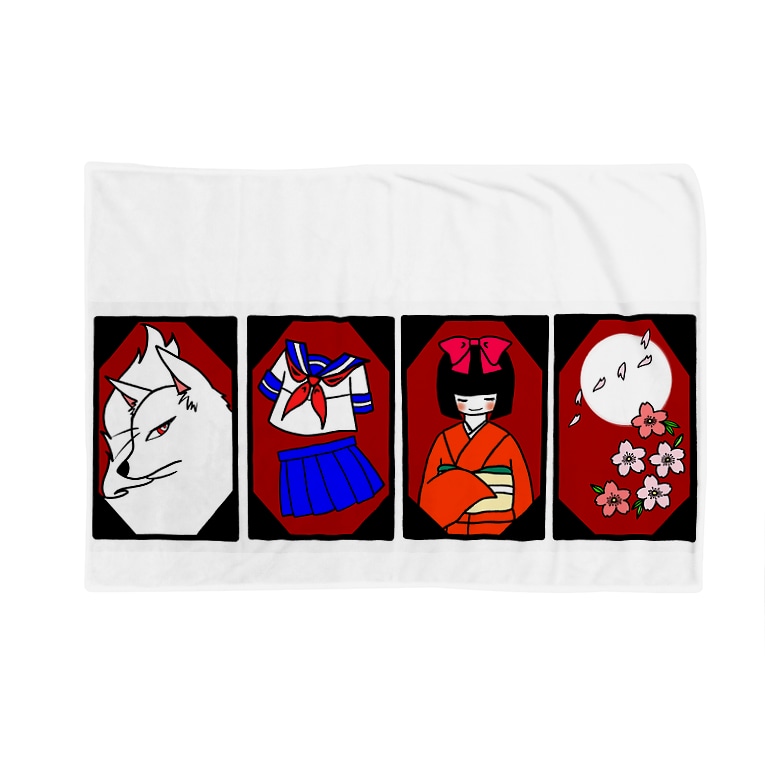 花札モチーフグッズ 改 フルカラーver 中西屋 歯車 Hagure Haguruma のブランケット通販 Suzuri スズリ