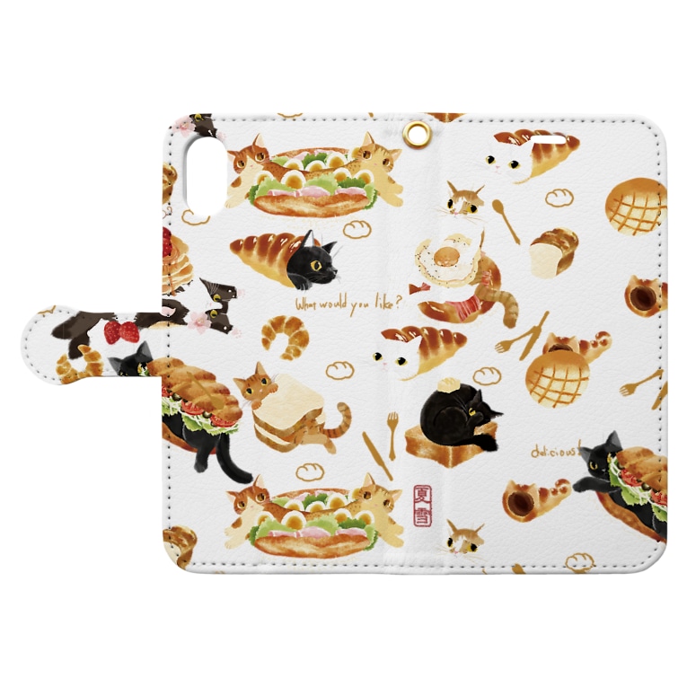パンと猫 イラストレーター夏雪 Nasetu の手帳型スマホケース通販 Suzuri スズリ パンと猫 イラストレーター夏雪 Nasetu の手帳型スマホケース通販 Suzuri スズリ
