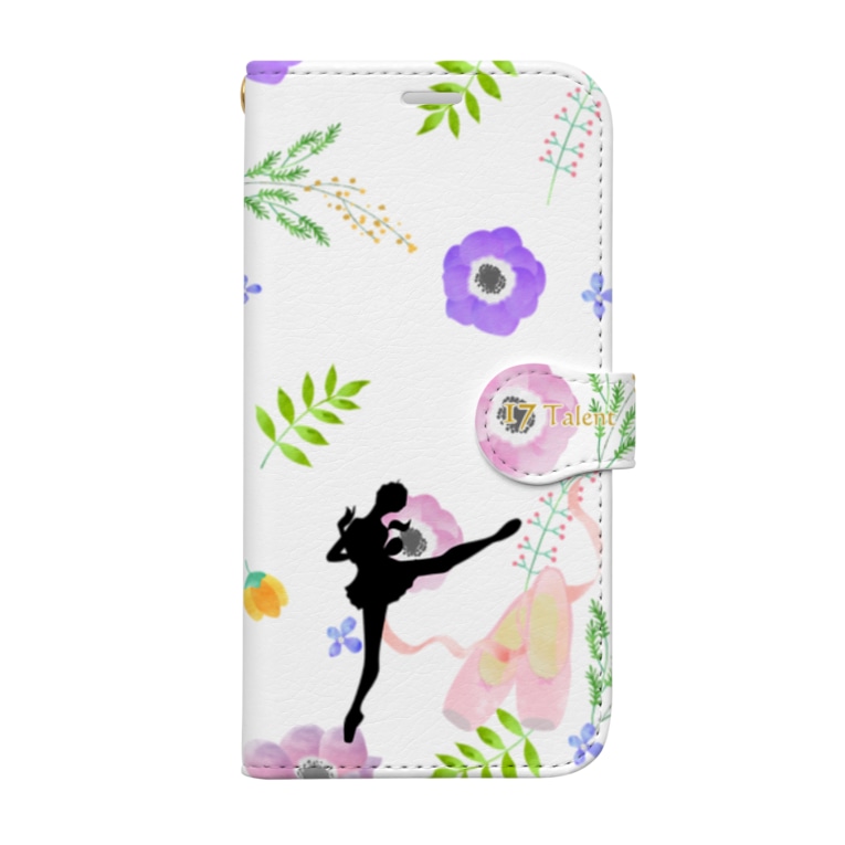 花柄バレエ１７talent キューピッド Book Style Smartphone Case By バレエシルエット Ballet Pointe Pon Pointe Pon Suzuri