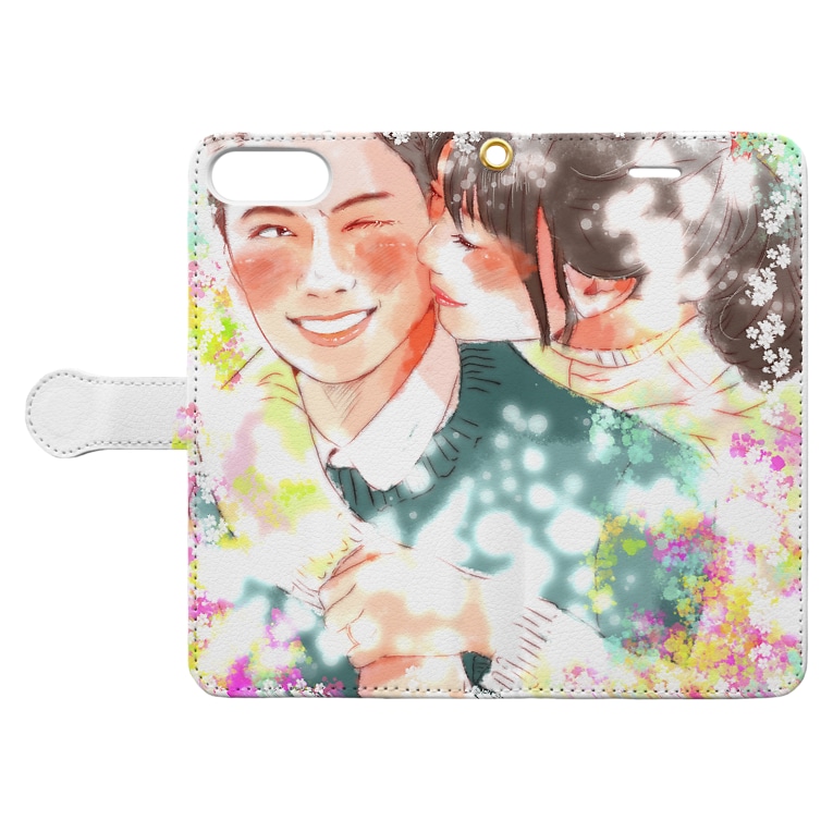 しあわせカップル おもしろtシャツ屋 Oko J Okojyokawaii0723 の手帳型スマホケース通販 Suzuri スズリ