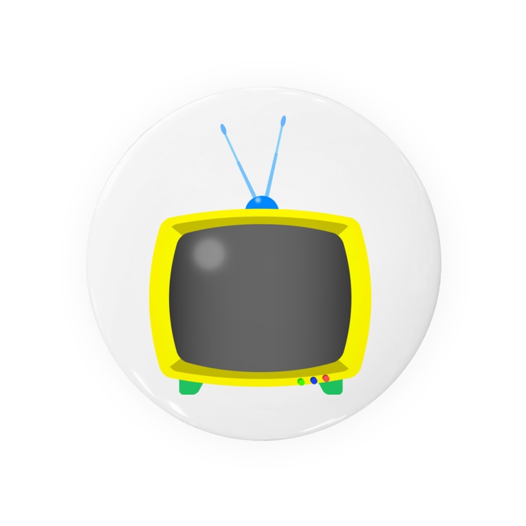 レトロでどこか未来的な可愛いテレビのイラスト 黄色 画面オフ Tin Badge By Illust Designs Lab Suzuri