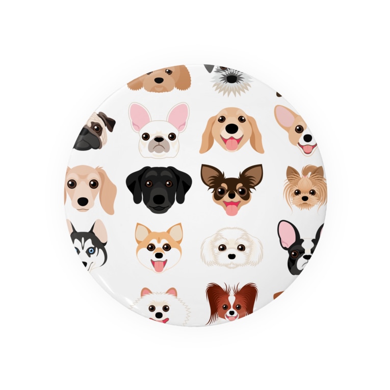 いろいろな犬種のかわいい顔 Badges By Kimchin Suzuri