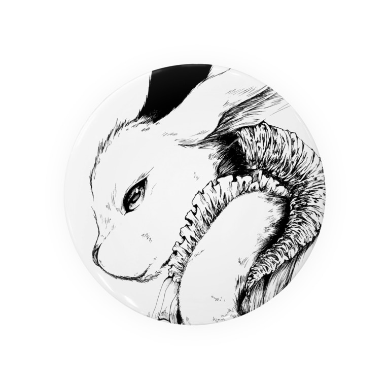 うさぎの幻獣のペン画 Badges By 吟遊雑貨 Shuka M Suzuri