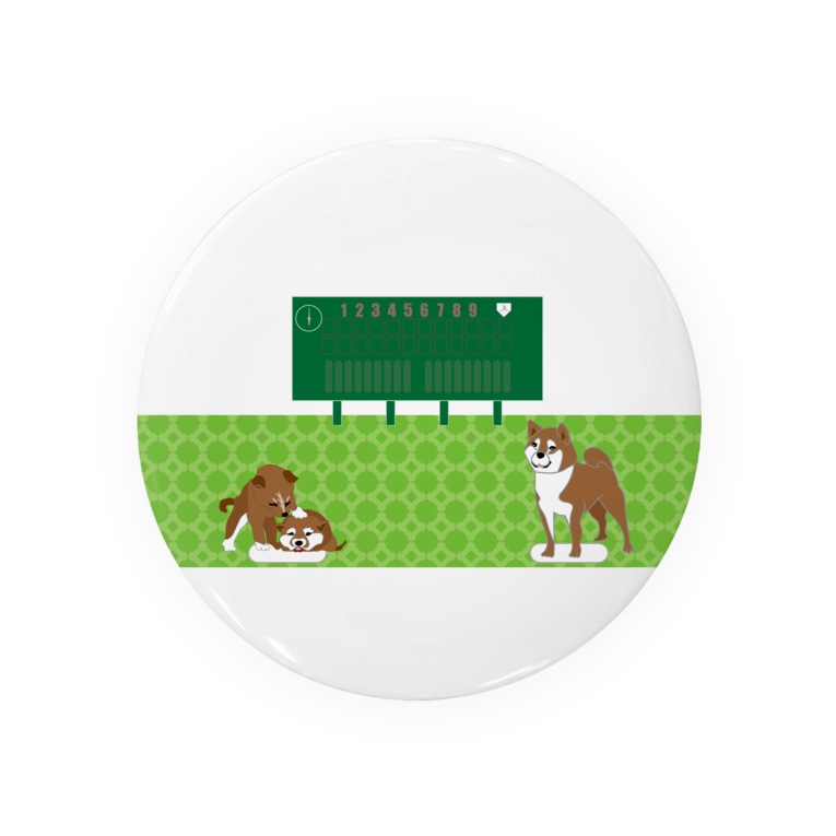 柴犬と野球スタジアムのイラスト ジルトチッチのデザインボックス Ocplanning の缶バッジ通販 Suzuri スズリ