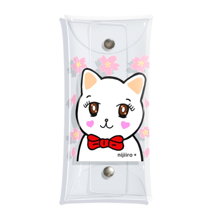 可愛い白猫ちゃんと桜 虹色plus Nijiiroplus のクリアマルチケース通販 Suzuri スズリ 可愛い白猫ちゃんと桜 虹色plus Nijiiroplus のクリアマルチケース通販 Suzuri スズリ