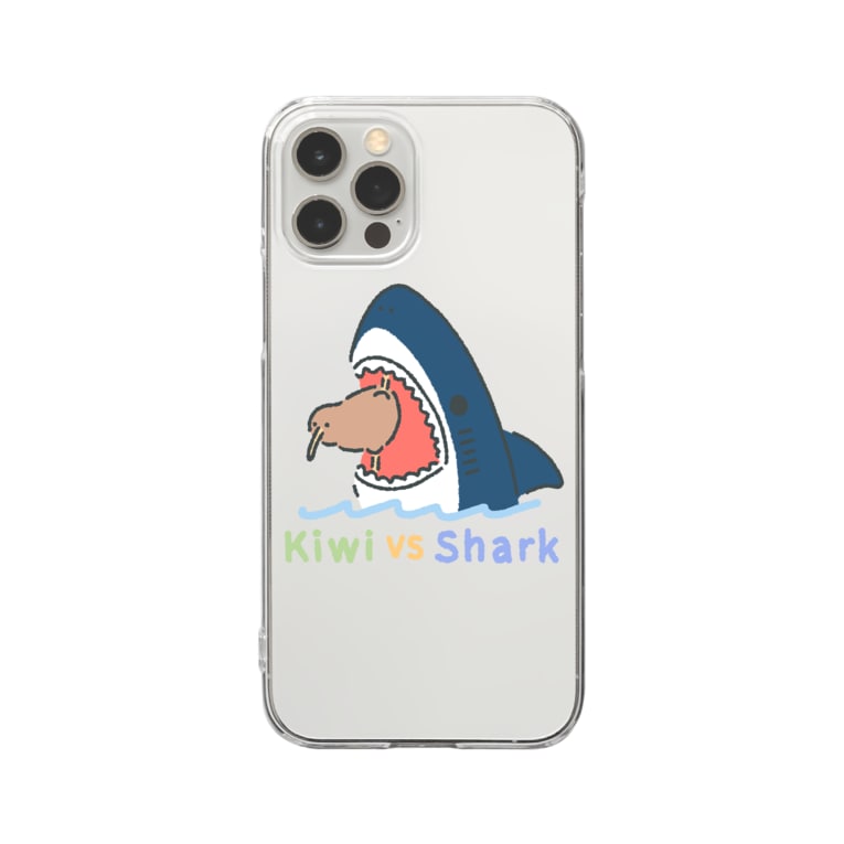 キーウィvsサメ色付き サメ さめ 鮫 わりとおもい Waritoomoi のクリアスマホケース Iphoneケース 通販 Suzuri スズリ