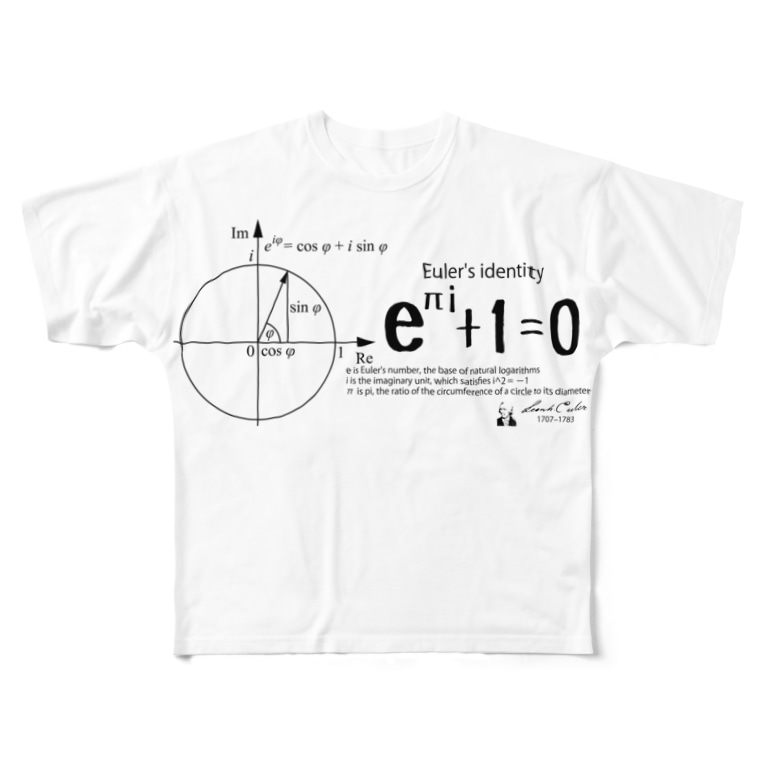 オイラーの等式 数学 学問 数式 科学 デザインb アタマスタイル Atamastyle のフルグラフィックtシャツ通販 Suzuri スズリ