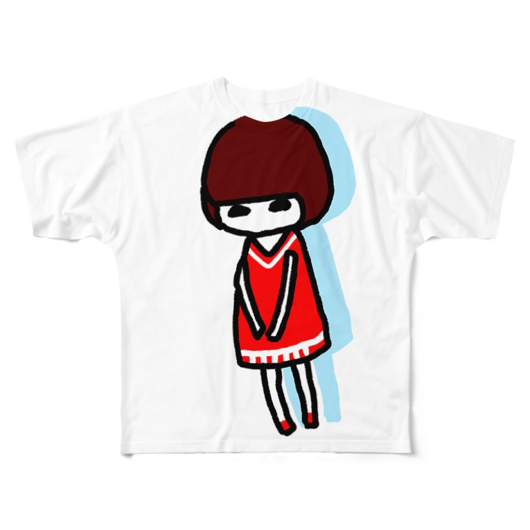 赤い服の子 猫月のゆるっとショップ Nekozuki のフルグラフィックtシャツ通販 Suzuri スズリ