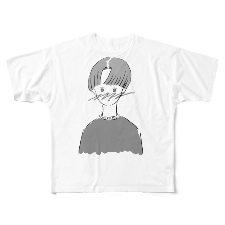 照れてるぼーい モノクロ こずのおみせ Ikedamiiru のフルグラフィックtシャツ通販 Suzuri スズリ